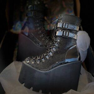 Midnight Rhinestone Traitor Boots - US Size 6 & 7 - NEW IN BOX